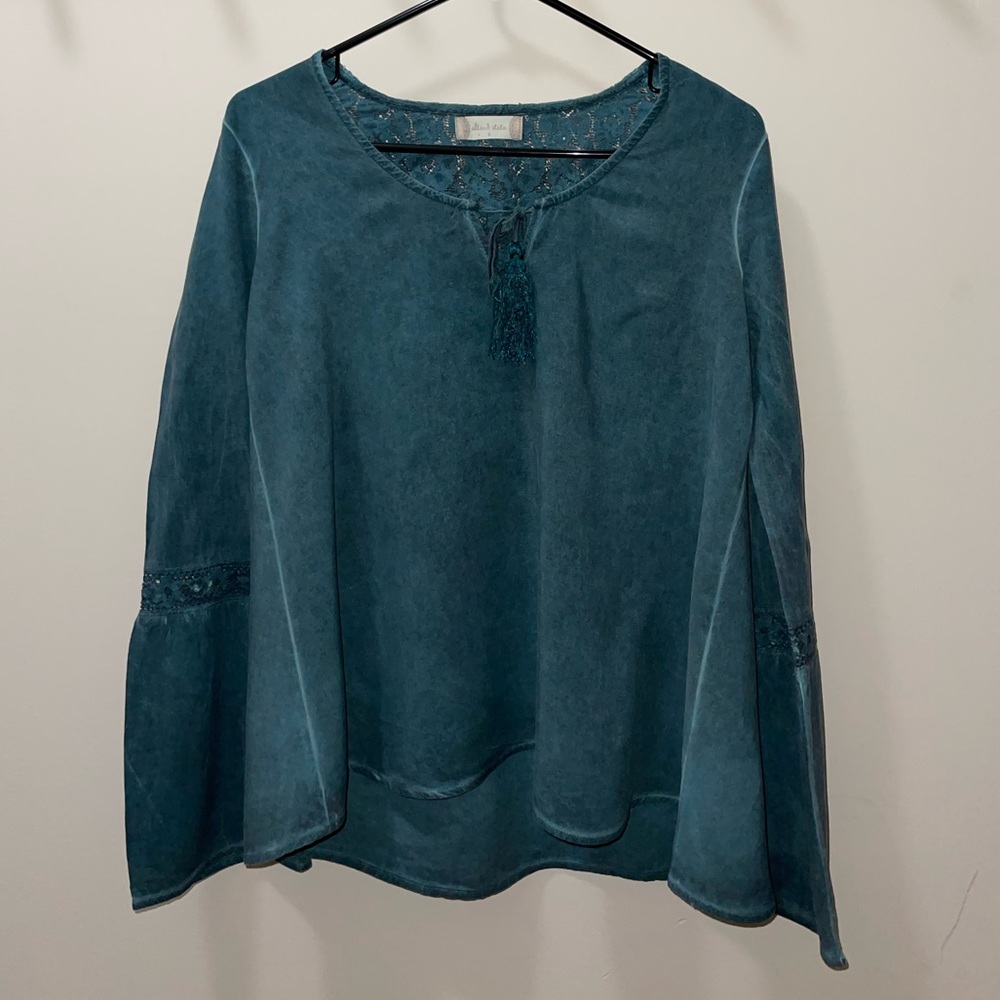 SOLD - Fairycore Teal Blouse